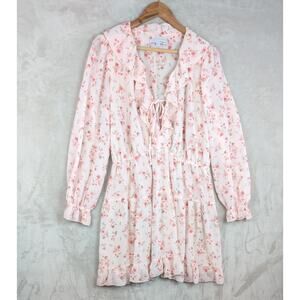 Baltic Born Pink Floral Knee Length Dress Size XL Lined Semi Sheer Cottagecore